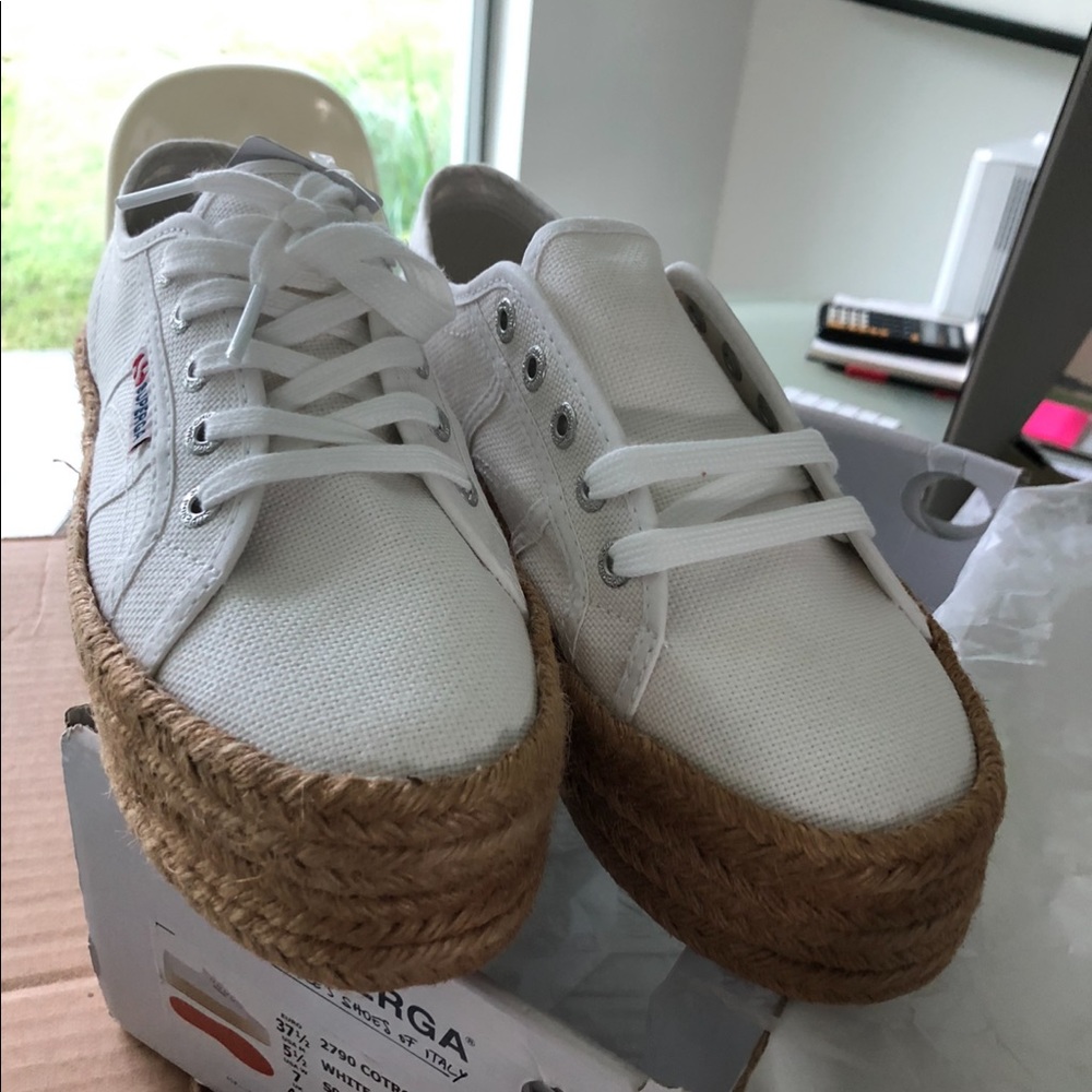 Superga platform espadrille white sneakers